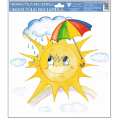 Fensterfolie ohne Kleber handbemalt Sonnenschein, Regenschirm 30 x 30 cm