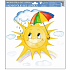 Fensterfolie ohne Kleber handbemalt Sonnenschein, Regenschirm 30 x 30 cm