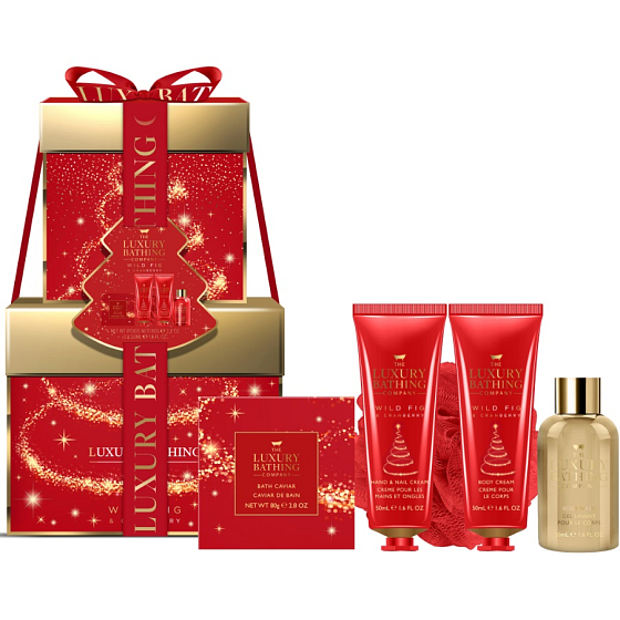 Grace Cole Wild Fig & Cranberry Waschgel 50 ml + Handcreme 50 ml + Bodylotion 50 ml + Badeperlen 80 g + Waschschwamm, Kosmetikset für Damen