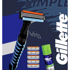 Gillette Sensor3 Rasierer + Ersatzköpfe 5 Stück + Sensitive Rasiergel 75 ml, Kosmetikset für Männer