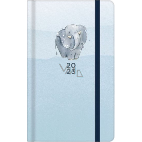 Albi Diary 2023 Taschenkalender mit Gummiband Elefant 15 x 9,5 x 1,3 cm