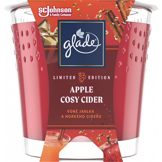 Glade Apple Cosy Cider duftende Apfelwein-Duftkerze im Glas, Brenndauer bis zu 38 Stunden 129 g