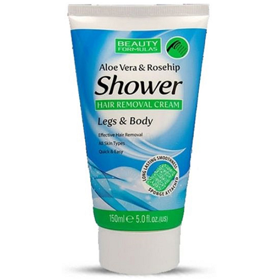 Beauty Formulas Aloe Vera & Hagebutte Enthaarungs-Duschcreme mit Schwamm 150 ml