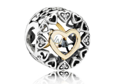 Sterling Silber 925 Loving Kreis Herz Liebe Perle für Armband