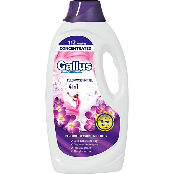 Gallus Professional Color prací gel na barevné prádlo, 112 dávek, 4,05 l – gel pro účinné praní barevného prádla