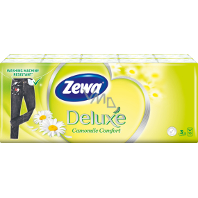 Zewa Deluxe Camomile Comfort 3vrstvé papírové kapesníky, 10× 10 ks Zewa Deluxe Camomile Comfort 3vrstvé papírové kapesníky, 10× 10 ks