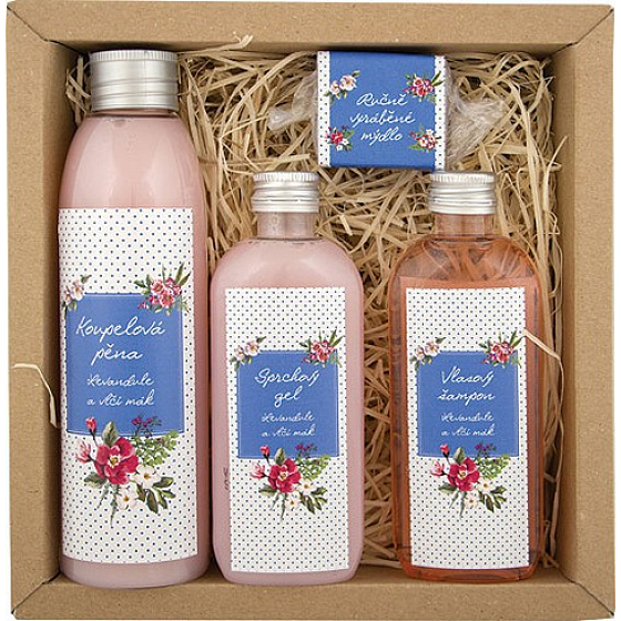 Bohemia Gifts Spa Meadow Badeschaum 200 ml + Duschgel 100 ml + Haarshampoo 100 ml + handgemachte Seife 30 g, Kosmetikset