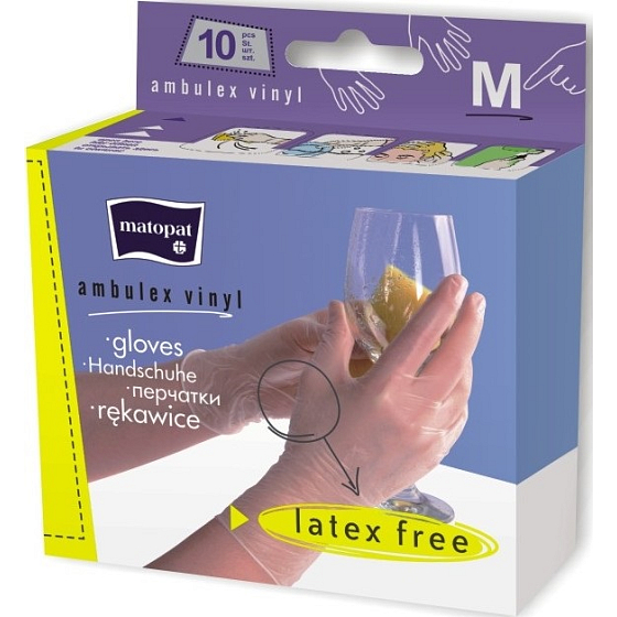 Matopat Ambulex Handschuhe Vinyl Einwegpulver Größe M Box 10 Stück