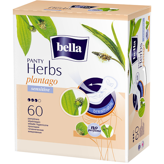Bella Herbs Plantago Sensitive Slipeinlagen 60 Stück + Make-up-Entferner Tampons 30 Stück