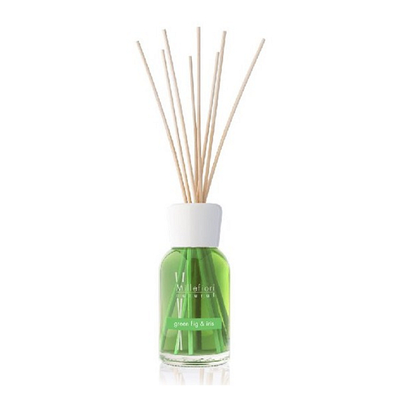 Millefiori Milano Natural Green Fig & Iris - Grüner Feigen- und Iris-Diffusor 250 ml + 8 30 cm lange Stiele für mittelgroße Räume dauert min. 3 Monate