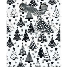 BSB Luxus Geschenk Papiertüte 23 x 19 x 9 cm Weihnachten weiß, silberne Bäume VDT 385-A5