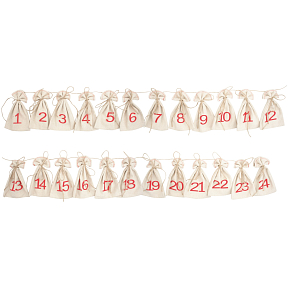 Adventskalender, Leinentaschen 8 x 13 cm 24 Stück