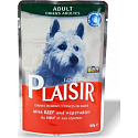 Plaisir Dog Rindstücke mit Gemüse, Alleinfuttermittel für ausgewachsene Hunde, Beutel 100 g