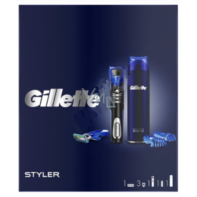 Gillette Fusion5 + Styler Mehrzweckrasierer + 3-teilige Aufsätze + 1-Kopf-Ersatzkopf + 200 ml Rasiergel, Kosmetikset, für Männer