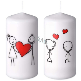 Emocio Paar verliebt Kerze weiß Zylinder 60 x 120 mm 1 Stück