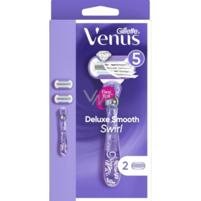 Gillette Venus Deluxe Smooth Swirl Rasierer mit 5 Klingen + 2 Ersatzköpfe für Frauen
