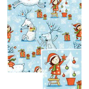 Nekupto Weihnachtsgeschenkpapier 70 x 1000 cm Hellblau Hirsche, Geschenke