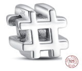 Charme Sterling Silber 925 Hashtag, Perle auf Armband Symbol