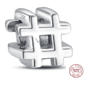 Charme Sterling Silber 925 Hashtag, Perle auf Armband Symbol