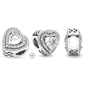 Charme Sterling Silber 925 Glänzende Herzen, Perle am Armband, Liebe Charme Sterling Silber 925 Glänzende Herzen, Perle am Armband, Liebe