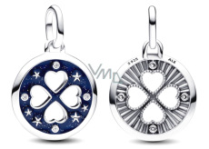 Charme Sterling Silber 925 Herz in einem vierblättrigen Kleeblatt, Glück - Mini Medaillon, Anhänger an einem Armband Symbol