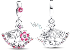 Charm Sterling Silber 925 King of Glory Fan Xiao Qiao Peach Blossom Fan, Anhänger Armband Symbol