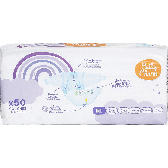 Baby Charm Einwegwindeln Super Dry Flex Neugeborene 2-5 kg, 50 Stk
