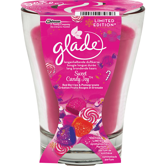 Glade Sweet Candy Joy duftete große Kerze in Glas 224 g