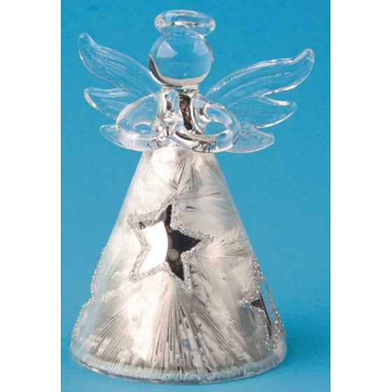 Glas Engel mit einem Stern stehend 8 cm