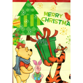 Ditipo Geschenk Papiertüte 26,4 x 12 x 32,4 cm Disney Winnie the Pooh Tiger mit einem Geschenk
