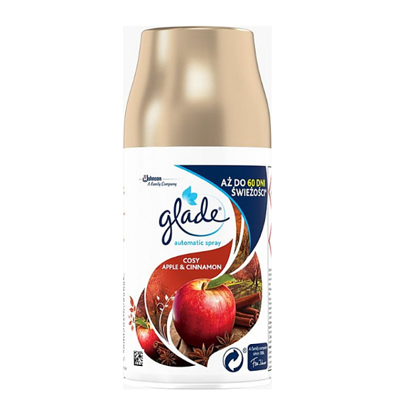 Glade Cosy Apple & Cinnamon automatischer Lufterfrischer mit dem Duft von Äpfeln und Zimt, Nachfüllspray 269 ml