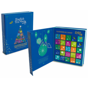 English Tea Shop Bio Adventskalender in Form eines Buches blau, 25 Stück lose Teepyramiden, 13 Geschmacksrichtungen, 50 g, Geschenkset