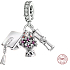 Sterling Silber 925 Graduation - Abschlusskappe, Diplom, Blumen, 3in1 Graduate-Anhänger am Armband