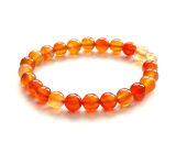 Karneol Armband elastisch Naturstein, Kugel 8 mm / 16 - 17 cm, Lehrt uns hier und jetzt