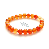 Karneol Armband elastisch Naturstein, Kugel 8 mm / 16 - 17 cm, Lehrt uns hier und jetzt