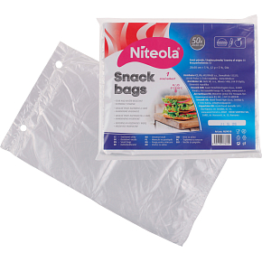 Niteola Snackbeutel, HDPE, 20 × 30 cm, Stärke 12 µ, transparent, 50 Stk.