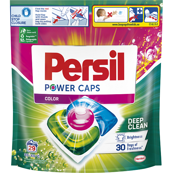 PERSIL Waschmittel Power-Caps Deep Clean Color Doypack 29 Wäschen, 406g