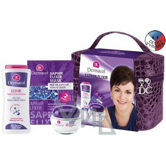 Dermacol Saphir Elixir Creme 50 ml + Reinigungswasser 200 ml + Maske 16 g + Etui, Kosmetikset