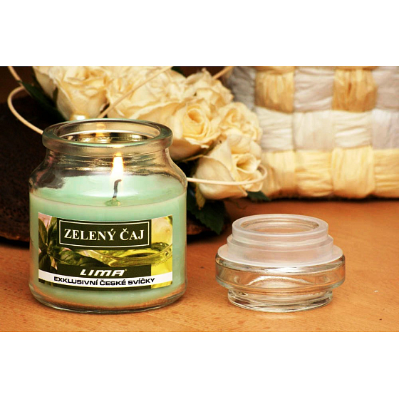 Lima Aroma Dreams Grüner Tee aromatisches Kerzenglas mit Deckel 120 g