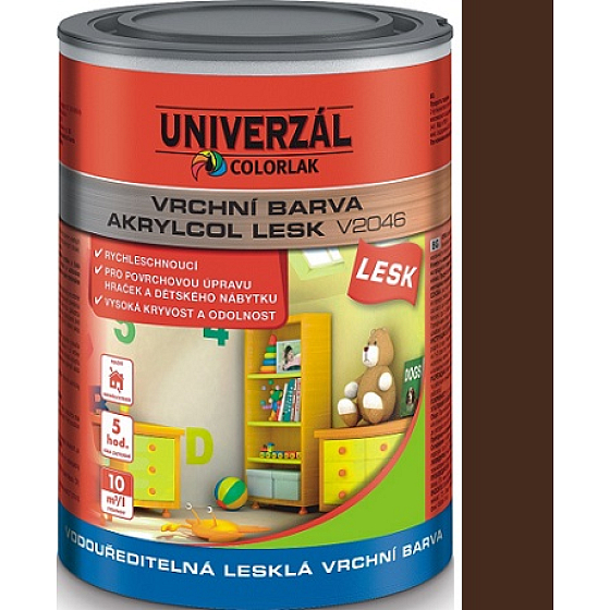 Colorlak Akrylcol Gloss V2046 glänzender Decklack auf Wasserbasis Braun dunkel AQ 0,6 l
