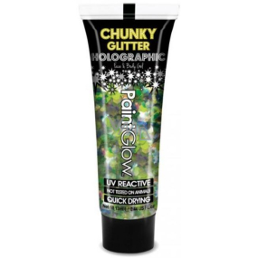 Diva & Nice Chunky Glitter Holographisches UV-Dekorgel für Körper und Gesicht Lucky Lepricorn - grün 13 ml