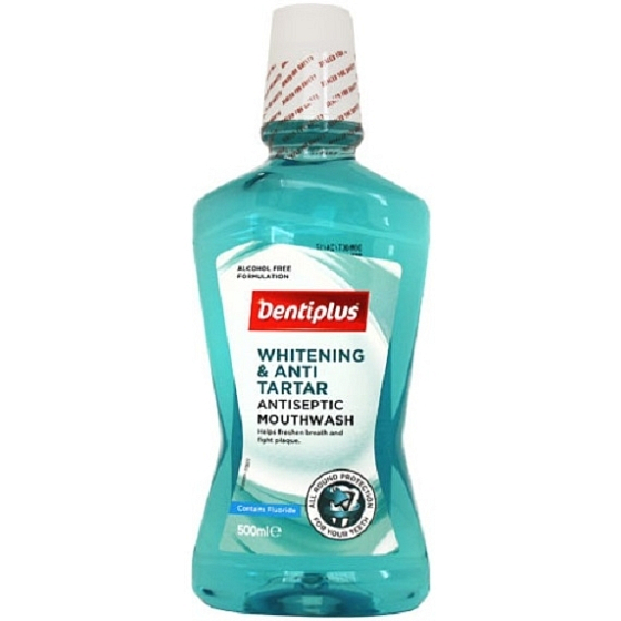 Dentiplus Whitening antiseptisches Whitening Mundwasser mit frischem Minzgeschmack, ohne Alkohol 500 ml