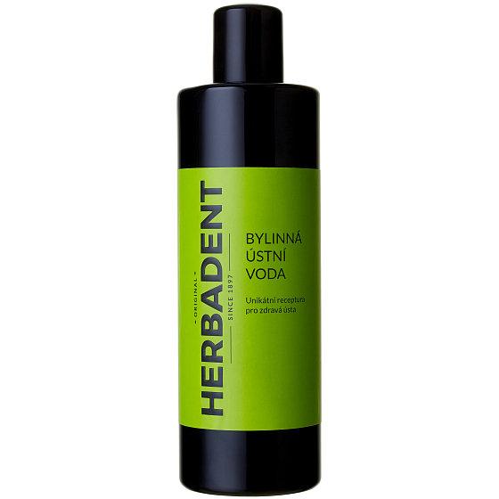 Herbadent Original 7 pflanzliches Mundwasser gegen Aphten, Entzündungen und Zahnfleischbluten, ohne Fluorid und chemische Farbstoffe 400 ml