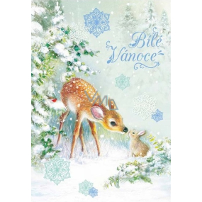 Ditipo Spielkarte White Christmas Roe Deer mit Hase Karel Gott White Christmas 224 x 157 mm