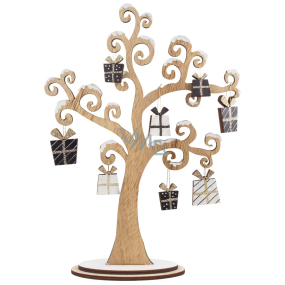 Hölzerner Baum mit schwarzen und weißen Geschenken 30 cm