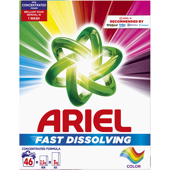 Ariel Fast Dissolving Color Waschpulver für Buntwäsche 46 Dosen 2,53 kg