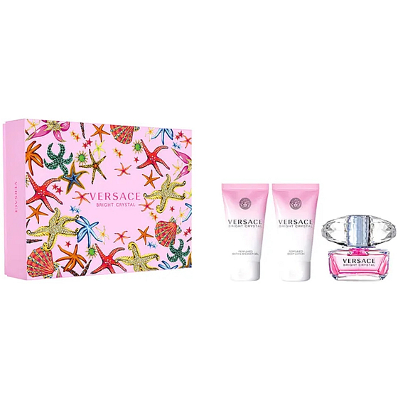 Versace Bright Crystal Eau de Toilette 50 ml + Körperlotion 50 ml + Duschgel 50 ml, Geschenkset für Frauen