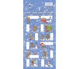 Bogen Weihnachtsetiketten Aufkleber für Geschenke Rentier mit Hut, blau Blatt 12 Etiketten