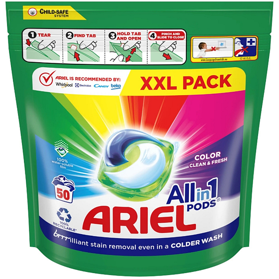 Ariel All in1 Pods Farbgelkapseln für Buntwäsche 50 Stück