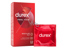 Durex Feel Thin Regular Fit Extradünne Latex-Kondome, normale Gleitfähigkeit, Nennweite: 56 mm 12 Stück